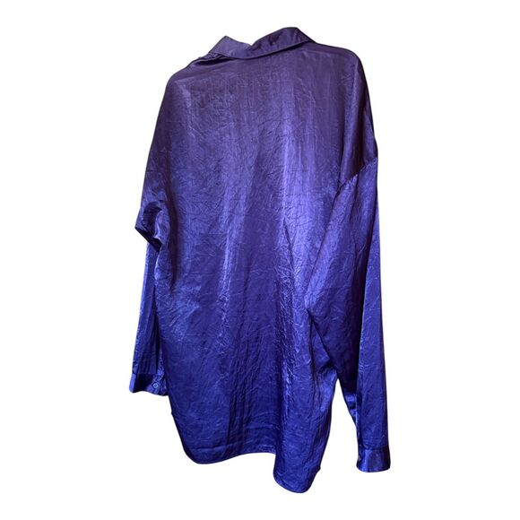 NWOT BLUEPRINT Purple Sateen Rayon Relaxed Fit Blouse Size M - Picture 2 of 3